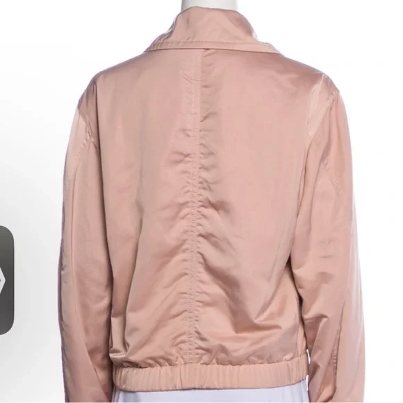 VINCE Zip Up Pink Bomber Jacket Pockets Satin Y2K Size Small Petite
